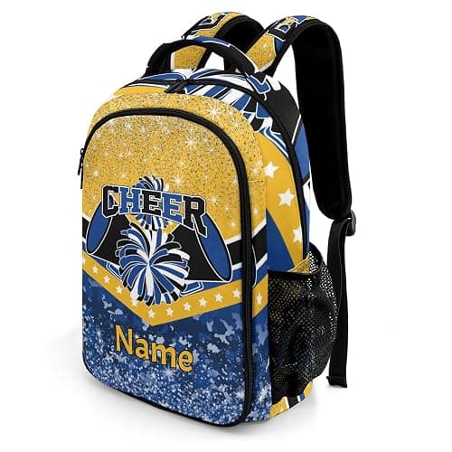 Zaaprint Cheer Backpack Cheerleader Bags Schoolbag Casual Day Pack with Name(Blue Gold) thumbnail 2
