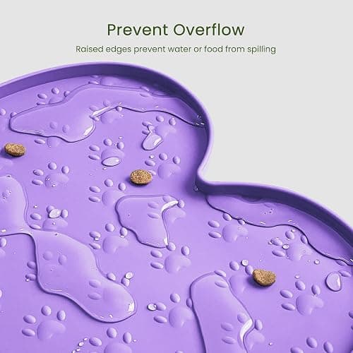 PWTAA Dog Food Mat Anti-Slip Silicone Dog Bowl Mat Thicker Pet Placemat Waterproof Cat Feeder Pad with Raised Edge Puppy Kitten Feeding Mats Suitable Small Medium-Sized Dogs Cats Eating Tray thumbnail 5