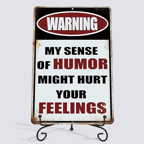 Yniaun Decor Vintage Office Decor Funny Warning Metal Tin Signs Garage Man Cave Wall Decor Gift Cool Stuff for Men 12 X 8 Inches Outdoor & Indoor - My Sense of Humor Might Hurt Your Feelings thumbnail 4
