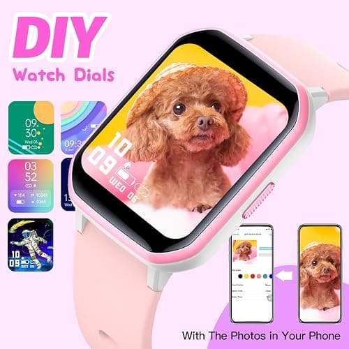 Kids Smart Watch for Girls,IP68 Waterproof Kids Fitness Tracker Watch with 1.5 Inch DIY Face,Heart Rate Sleep Monitor,19 Sport Modes,Calories Counter,Alarm Clock,Great Gifts for Children 6+ (PInk) thumbnail 2