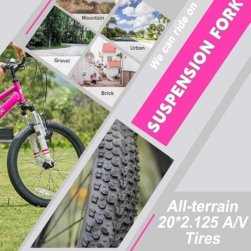 AVASTA Govet 20'' Kids Mountain Bike for 6-12 Years Old Boys Girls with Suspension Fork, 6 Speeds Drivetrain, Multiple Colors thumbnail 3