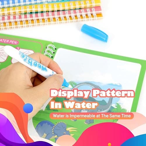 5 Pack Reusable Water Coloring Book for Toddlers, Water Doodle Book Toys, Paint with Water Books,Mess-Free Coloring Book, Portable Educational Doodle Drawing Toy, Educational Learning Kits Gifts - New 5 Pack - 5 thumbnail 4