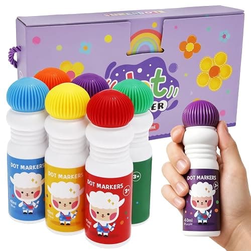 GWCYMYD 6 PCS Washable Dot Markers 40 ml Water Based Ink(Style 1) | 6 Colours Paint Bingo Dabbers Art Set, Chunky Sponge Tip, for Creative Art Crafts Educational Projects & Family Activities - Image 1