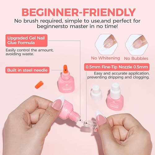 Gel Nail Glue for Press on Nails: No U V Lamp Need, Upgraded Air Fast-curing Super Strong Glue Gel Travel-Size 5ml for Nail Tips Fake Nails & Acrylic Long Lasting 3PCS thumbnail 5