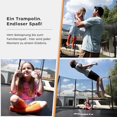 BSPORTY Trampolin Outdoor 305 cm mit Sicherheitsnetz, 5 verstärkte U-förmige Beine mit Mittelstütze, ASTM-Zertifiziert, Freizeittrampolin für Kinder und Erwachsene thumbnail 5