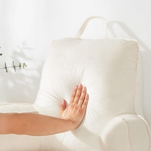 Reading Pillow for Sitting in Bed Adult,Back Pillow for Bed Sitting Up, Pillow,Backrest Back Support Chair Pillow, College Dorm Essentials for Girls and Boys, Velvet Beige L - Large - Beige thumbnail 9