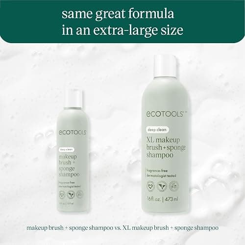 EcoTools XL Makeup Brush + Sponge Shampoo, Removes Makeup, Dirt, & Impurities From Makeup Brushes & Makeup Blending Sponges, Fragrance-Free, Vegan, & Cruelty-Free 16 fl. oz./473 ml, 1 Count, Clear thumbnail 2