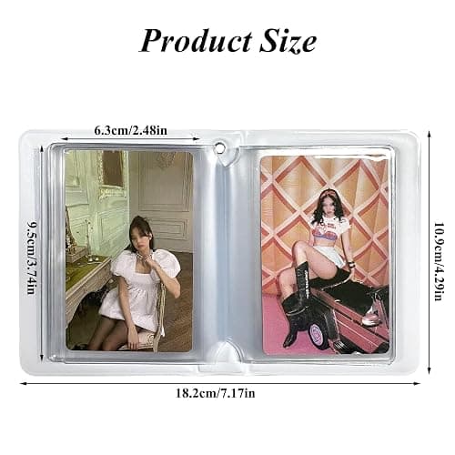 3 Inch Mini Photo Album, Heart Hollow Card Binder Photo Card Holder with Pendant 40 Pockets (pink white cat) thumbnail 3