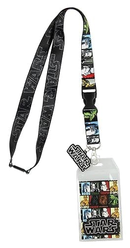 Star Wars Multi Character Lanyard with ID Badge Holder and PVC Charm - Image 1