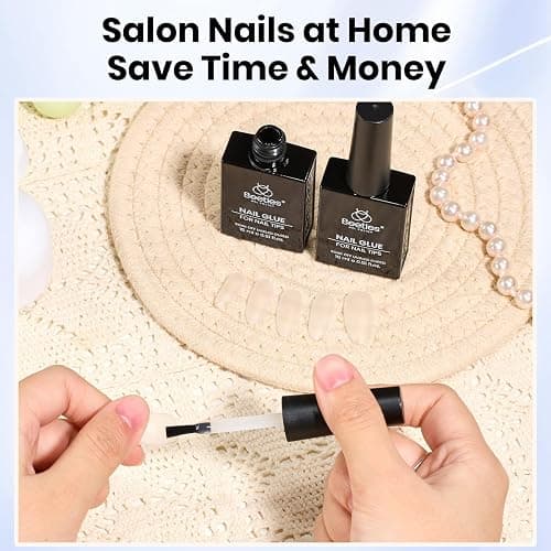 Beetles 2Pcs 15ml Gel Nail Glue for Acrylic Nail Tips, UV Nail Glue | for Clear Press-On Nails, Clear Self-Leveling Nail Extension Gel, Low-Odor Formula, Long-Lasting Wear for DIY & Salon Use thumbnail 7