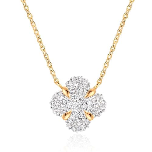 TONTMY STUDIOS Gold Necklace for Women 14K Gold Plated Simple Chain Cubic Zirconia Pendant Necklace Cute Rhinestone Solitaire Necklace Dainty Gold Jewelry for Women - Image 1