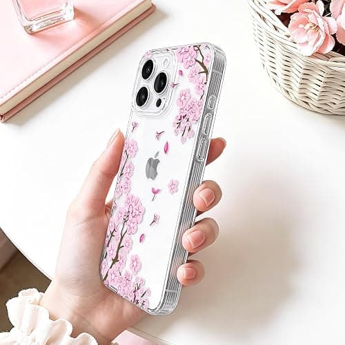 NITITOP for iPhone 16 Pro Case Clear Cherry Blossom Flower - Pink Leaf | Cute, Floral, For girls women, Girly, Aesthetic, Soft TPU, Precision camera cutouts, Protective, Shockproof thumbnail 6