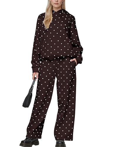 Lauweion Polka Dot Set-Womens Oversized Hoodie and Wide Leg Sweatpants - Image 1