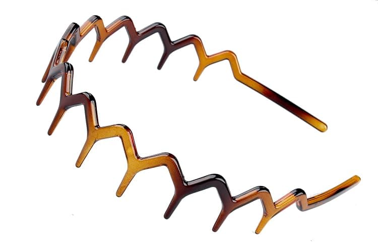 KALIYOTO Zig Zag Headbands, Recycled Plastic Wavy Hair Band with Teeth, Headbands for Women and Men, Classic 90s Hair Accessories, (1 Black Color+1 Brown) thumbnail 7