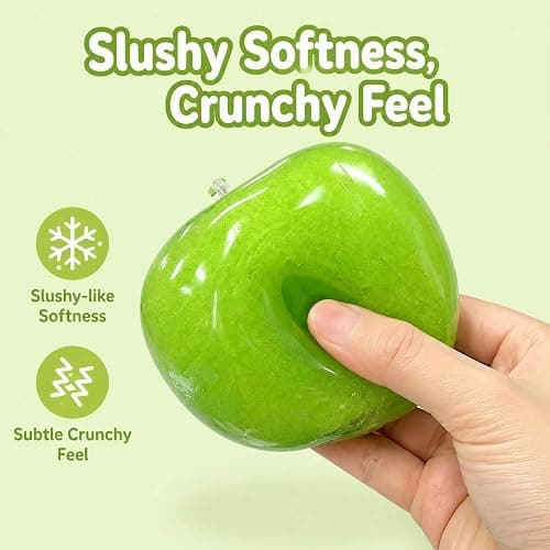 Slushy Apple Squishy, Stress Relief Fidget Toys with Crunchy Sounds, Pink | Soft Squeeze Toys with Slush Inside, Realistic Apple-Shaped, Calm Anxiety, Improve Focus, Gifts for Adults Office Home Travel thumbnail 4