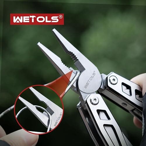 WETOLS Multitool with Pocket Knife, Birthday Gifts for Men Women Mom Dad, 21-in-1 Stainless Steel Pliers with Screwdrivers, Self-locking Multi tools with EDC Sheath, Ideal for Home, Camping, Survival - Silver - 21-in-1 thumbnail 8