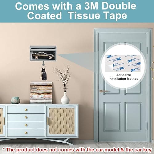 HDFREO Key Holder for Wall, Car Garage Key Holder with Opening Door, Lock Opener Organizer Wall Mount, Small Toy Car Garage with Opening Door, Easy Installation Keys Rack for Entryway - Light Grey thumbnail 6