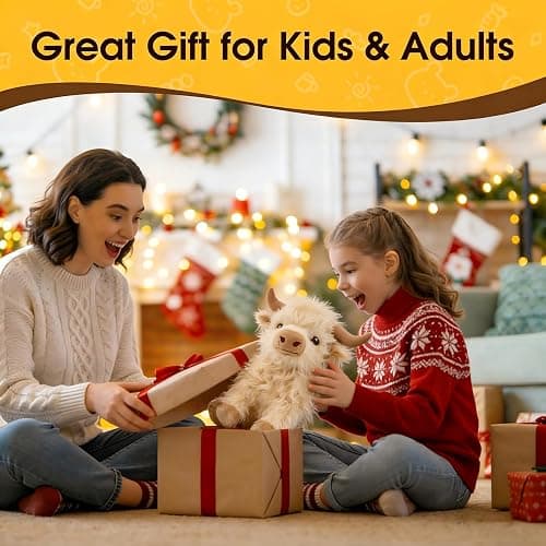 OROZCOR Microwavable Highland Cow Stuffed Animal, Weighted Highland Cow Plush Toys, Cute Weighted Stuffed Animals Gifts for Adult Kids Girls Boys (Microwavable White) thumbnail 2