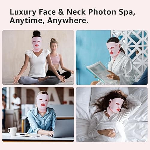 Red Light Therapy Mask for Face and Neck, 7 Colors with NIR Led Face Mask Light Therapy with Eye Protection and Remote, Rechargeable Ergonomic Design for True Anti-Aging Skincare at Home (Pink) thumbnail 6