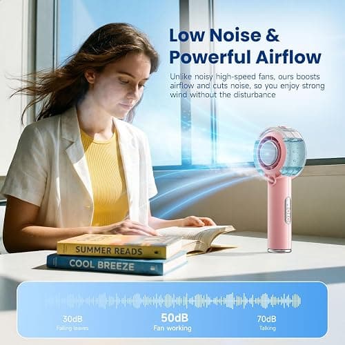 HandFan 5000mAh Portable Turbo Misting Fan, High Speed Handheld Ice Cooling Fan, Spray Water Mist Fans, Mini Hand Fans Rechargeable, 100 levels Adjustable, for Summer Travel Concerts Disney(Pink) thumbnail 8