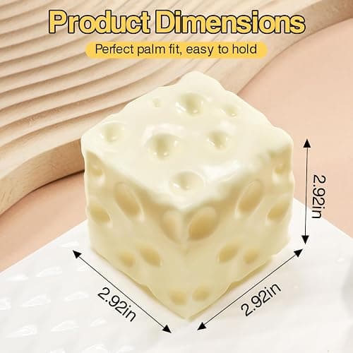 Big Coconut Oil Squishy Cheese Squishy - Non-Rebound Moldable Stress Ball | 2.9Inch Cheese-shaped sensory fidget toy, soft jelly bubblegum texture, no-rebound, holds shape,gift for adults kids thumbnail 2