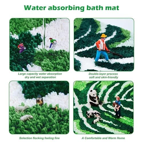 Baahrnom U Shaped Toilet Rug 24" x 20" Extra Soft Absorbent Microfiber Contoured Bathroom Rugs Non Slip Toilet Rugs for Bathroom U Shaped Washable Unique Aesthetic Toilet Bath Mat - Dsy 24l X 20w"u Shaped thumbnail 6
