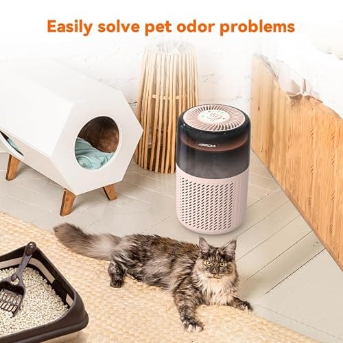 AIRROMI HEPA Air Purifier for Bedroom&Home,Pet Air Purifier for Home Pets,Removes Pet Odor,Cat Litter Smell,Dust,Smoke&Allergies,Quiet Room Air Purifier with Scents,360°Air Cleaner,A2005 Beige thumbnail 8