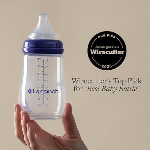 Lansinoh Anti-Colic Baby Bottles, BPA-Free Plastic, 8 Ounces, 3 Count, Medium Flow Nipples (Size M), Breastfeeding Bottle with NaturalWave Design, Baby Essentials thumbnail 4