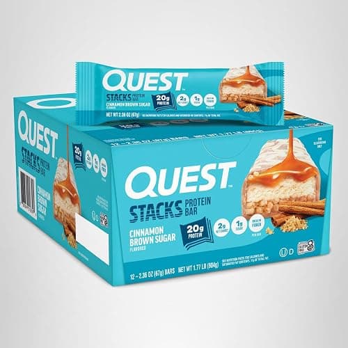Quest Nutrition Stacks Protein Bars, Cinnamon Brown Sugar, 20g Protein, 2g Net Carbs, 1g Sugar, High Fiber, Low Sugar, Gluten Free, 12 Count thumbnail 9