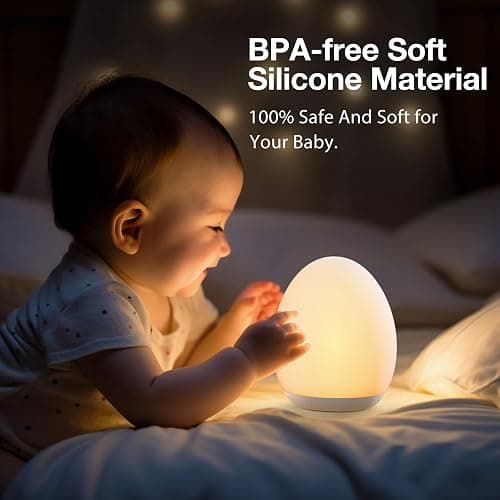 JolyWell Night Light for Kids, Baby Night Light with 7 Colors Changing Mode & Stepless Dimming, Nursery Night Light BPA Free,Rechargeable Egg Night Light for Breastfeeding 1h Timer & Touch Control thumbnail 4