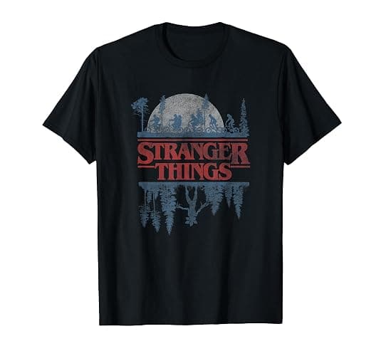 Stranger Things Blue Gradient Shadow Upside Down Logo T-Shirt - Image 1