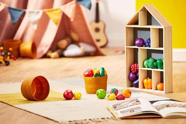 Learning Resources Farmer's Market Color Sorting Set - Pretend Play Food Sets for Kids Kitchen, Color Sorting Toys, Plastic Fruit and Vegetable Toy for Kids Kitchen Set, Play Food for Toddlers 1-3 thumbnail 2