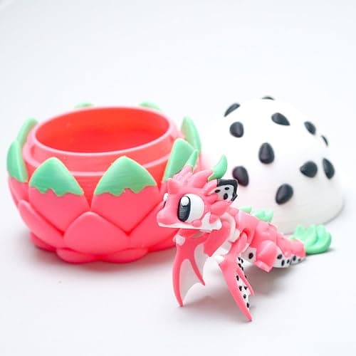 LUYUCUBE Colourful 3D Printed Dragon Egg,Little Dragon Inside Egg,Flexible Realistic Articulated Animal Fidget Toys,Mystery Figurines Gifts,Executive Desk Décor and Festival Collectible (Pitaya) thumbnail 3