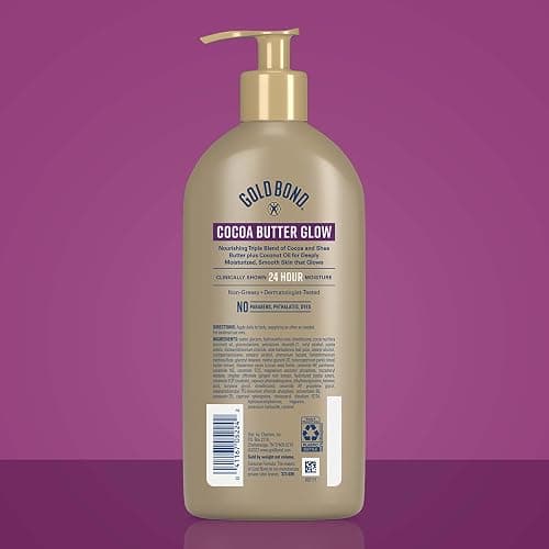 Gold Bond Cocoa Butter Glow Daily Hydrating Lotion with Shea Butter, Cocoa Butter & Coconut Oil, Exfoliating Moisturizer for Dry Skin, 14 oz. thumbnail 3