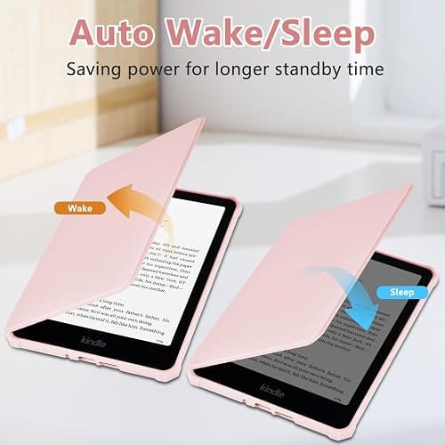 KBCASE Case for 7" Kindle Paperwhite (12th Generation - 2024) and Kindle Colorsoft Signature Edition, Slim Smart Cover with Auto Wake/Sleep for Kindle Paperwhite 7 inch (Light Pink) thumbnail 3