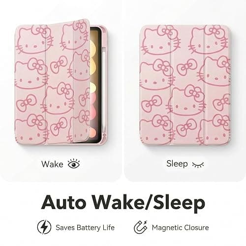 Cute Girly iPad Case with Rotating Stand Compatible with iPad (A16) 11th Generation 11 Inch 2025 & iPad 10th Gen 10.9 Inch 2022, Protective Folio Tablet Cover for Women Girls Teens Kids (Cute Cate) thumbnail 5