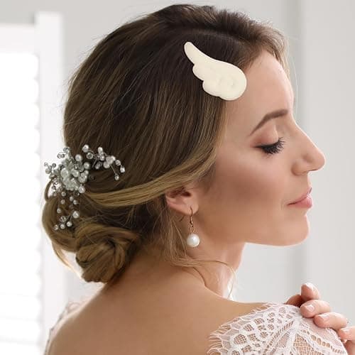 Beaupretty Angel Wings Hair Clips, Cartoon Hair Clips Cute Adorable Hair Barrettes Plush Non Slip Hair Clamps Barrettes for Girls and Women (White) thumbnail 7