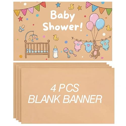 Tatuo 4 Pcs 36" x 72" Large Blank Brown Paper Banners for Teacher Appreciation Poster Crafts Decoration 120gsm Thick Kraft Paper Banner for Summer Camp Activities Wedding Baby Shower Party Decor - Image 1