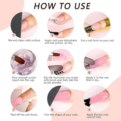 SAVILAND Pink Acrylic Powder - 30g Professional Acrylic Nail Powder for Acrylic Nails Extension, 3D Nail Art Polymer Powder, No Need Nail Lamp thumbnail 7