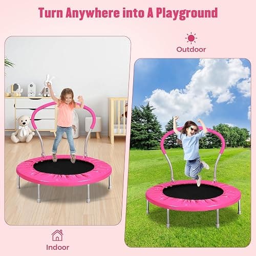 Lyromix 36-Inch Kids Trampoline with Handle - Indoor Mini Tranpoline for Toddlers, Small Fitness Rebounder for Indoor and Outdoor Use thumbnail 3