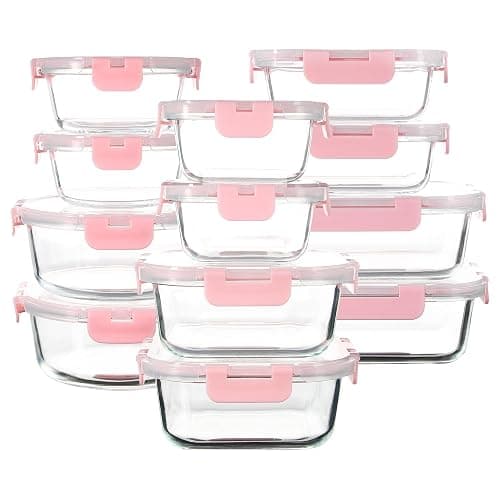 C CREST 12 Pack Premium Glass Food Storage Containers with lids Set | Freezer/Oven/Dishwasher Safe Food Storage Containers for Pantry and Kitchen | Meal Prep Container for Lunch thumbnail 4