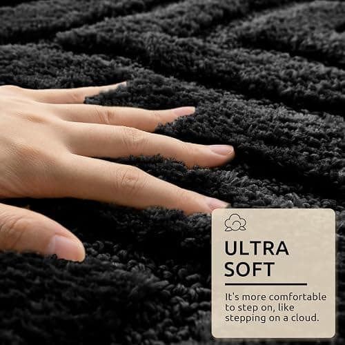 DEXDE Bathroom Rugs 20x32 Inches - Boho Bath Rug Geometric Non-Slip Machine Washable Soft Quick Dry Plush Bath Mat for Bathroom, White thumbnail 4