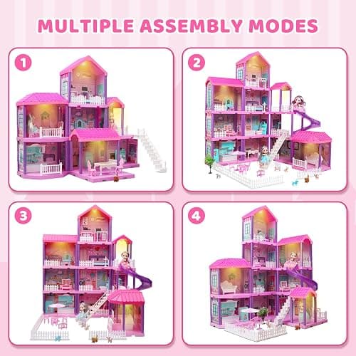 beefunni Doll House, Dream Dollhouse for Girls,Doll Houses 4-5 7-8 Year Old with 4 Stories -11 Rooms, 2 Dolls and Furniture, Princess Dollhouse 2025 Christmas Toy Gifts for 3 4 5 6 7 8+ Year Old Girls thumbnail 5
