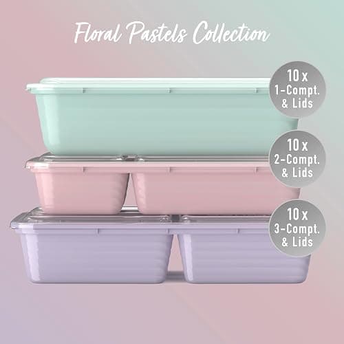 Bentgo Prep 60-Piece Meal Prep Kit - Reusable PFAS & BPA-Free Food Containers, 1-Compartment, 2-Compartment, & 3-Compartments - Microwave, Freezer, & Dishwasher Safe (Floral Pastels) thumbnail 5