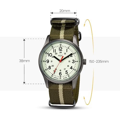 Infantry MDC Glow in The Dark Watches for Men, 12/24 Hour Military Time Watch Waterproof, Field Outdoor Sport Mens Wristwatch with Slip-Thru Nylon Band thumbnail 4