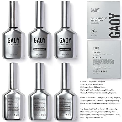 GAOY 16ml Gel Top Coat, Base Coat and 1352 Milky Pink Gel Polish Set, 3 Pcs | Clear Glossy No Wipe Gel Top Coat, Base Coat and Sheer Nude Color Gel, UV Light Cure Needed thumbnail 7