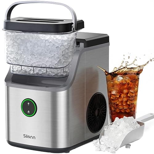 Silonn Nugget Ice Maker Countertop with Detachable Basket and Handle | Soft chewable nugget ice, 6-minute ice making, 33 lbs/24H, 40dB quiet operation, self-cleaning, compact countertop size - Image 1