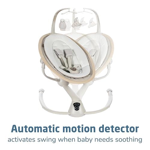 Maxi-Cosi Cassia Baby Swings for Infants: Smart Portable Baby Swing with Music, Lightweight & Foldable Baby Swing, 360 Rotation Infant Swing, Classic Oat - Classic Oat - Baby Seat thumbnail 5