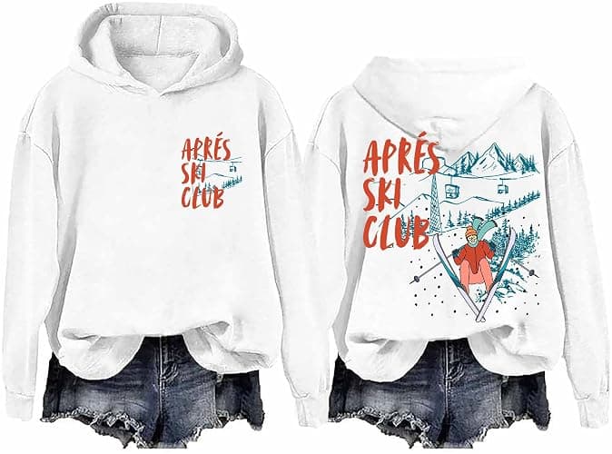 MKUJFNU Apres Ski Sweater, Funny Apres Ski Club Sweatshirt Hoodie Long Sleeve Skiing Shirts For Women Men - Image 1