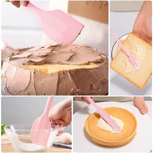 DUFEIMOY 5 Piece Pink Silicone Spatula Set, Heat Resistant Rubber Spatulas Set, Silicone Kitchen Utensils Set Dishwasher Safe for Nonstick Cookware Baking Cooking thumbnail 4